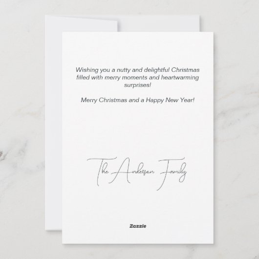 Schattigee eekhoorn met kerstcadeau Vrolijk kerstf Feestdagenkaart (Achterkant)