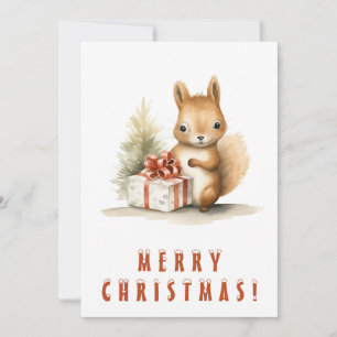 Schattigee eekhoorn met kerstcadeau Vrolijk kerstf Feestdagenkaart