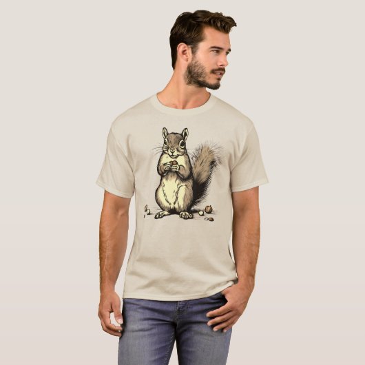 Schattigee eekhoorn met zijn nootjes voor Dierenvr T-shirt (Voorkant volledig)
