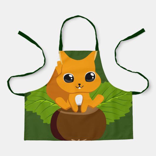 Schattigee Eekhoorn Notenbos Kinder All-Over Print Schort (Voorkant)