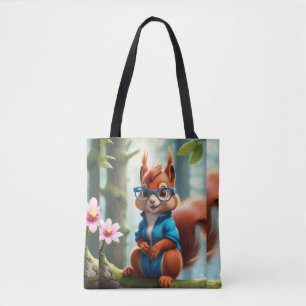 Schattigee eekhoorn op de boomtak tote bag