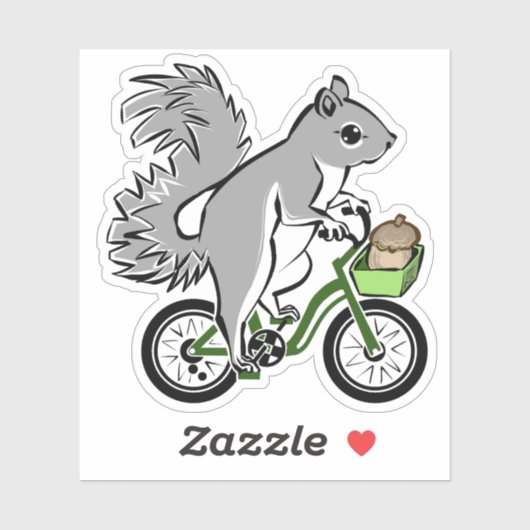 Schattigee eekhoorn op de fiets sticker (Vel)