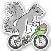 Schattigee eekhoorn op de fiets sticker (Voorkant)