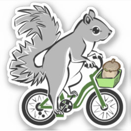 Schattigee eekhoorn op de fiets sticker