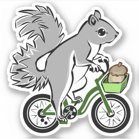 Schattigee eekhoorn op de fiets sticker (Voorkant)