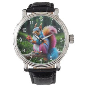 Schattigee eekhoorn op de tak-19274 horloge