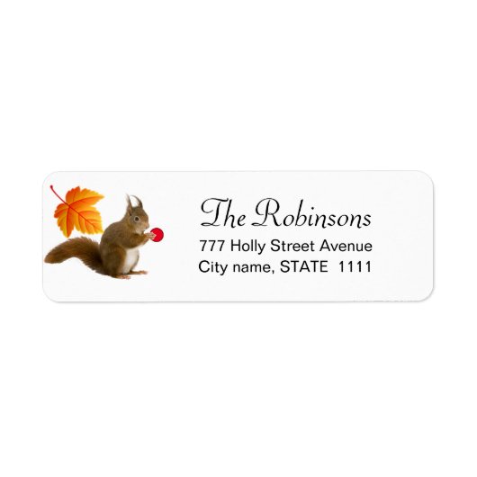 Schattigee eekhoorn op wit label (Voorkant)