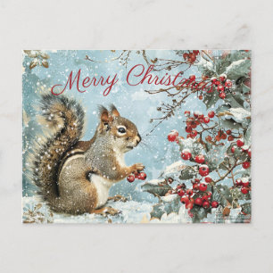 Schattigee eekhoorn winterkerst feestdagenkaart