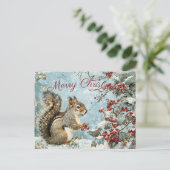 Schattigee eekhoorn winterkerst feestdagenkaart (Staand voorkant)