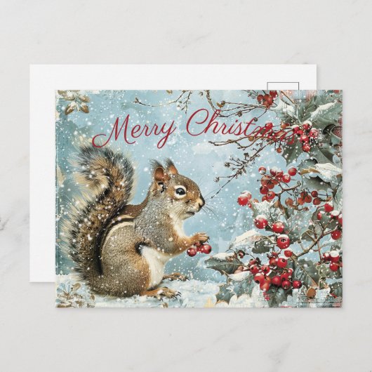 Schattigee eekhoorn winterkerst feestdagenkaart (Voorkant / Achterkant)