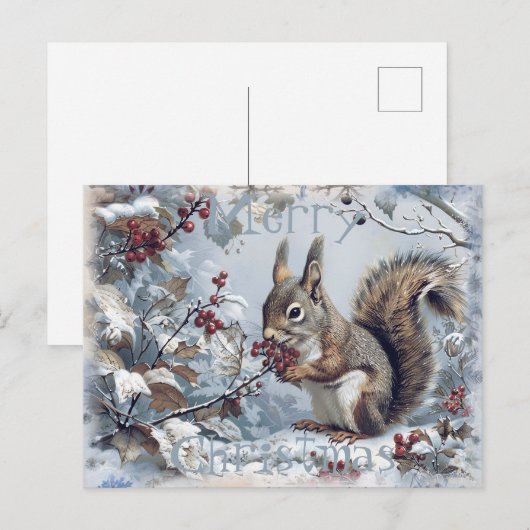 Schattigee eekhoorn winterkerst feestdagenkaart (Voorkant / Achterkant)