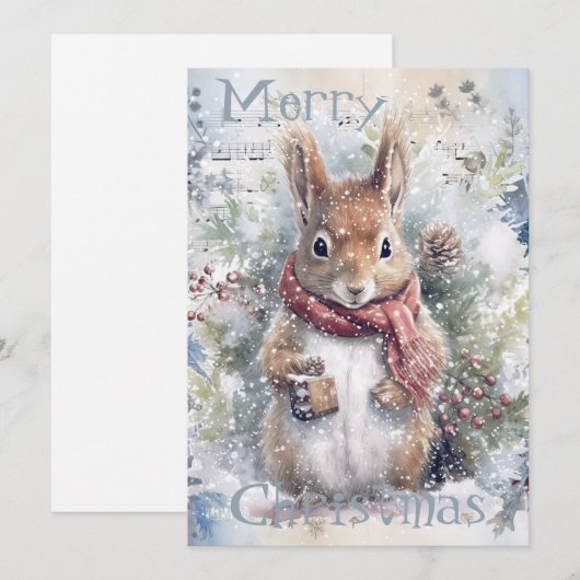 Schattigee eekhoorn winterkerst feestdagenkaart (Voorkant / Achterkant)