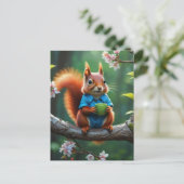 Schattigee eekhoorn zittend op de tak van de boom briefkaart (Staand voorkant)