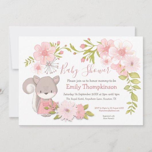 Schattigee eekhoornbloemen bladeren Lijst Baby sho Kaart (Voorkant)