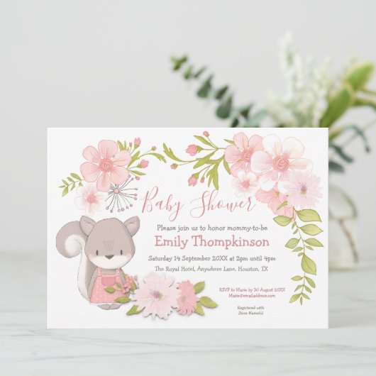 Schattigee eekhoornbloemen bladeren Lijst Baby sho Kaart (Staand voorkant)