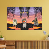 Schattigee eekhoorns bij tropische zonsondergang canvas afdruk (Insitu (Woonkamer))