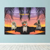 Schattigee eekhoorns bij tropische zonsondergang canvas afdruk (Insitu (Houten vloer))