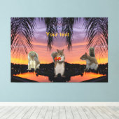 Schattigee eekhoorns bij tropische zonsondergang canvas afdruk (Insitu (Houten vloer))