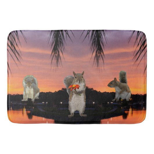 Schattigee eekhoorns bij zonsondergang badmat (Voorkant)