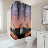 Schattigee eekhoorns bij zonsondergang douchegordijn (In situ)