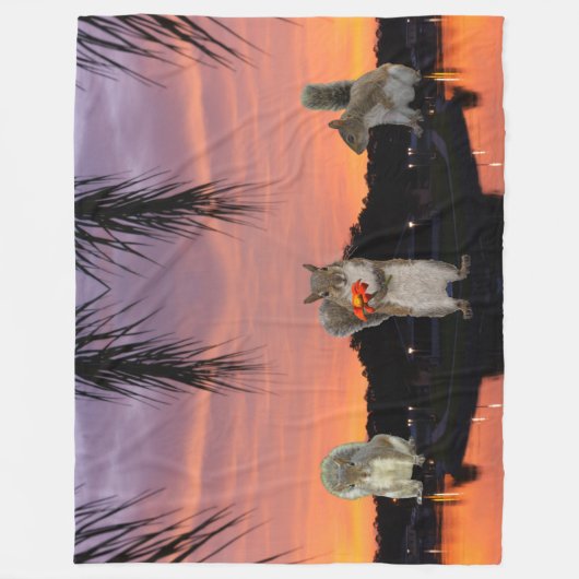 Schattigee eekhoorns bij zonsondergang fleece deken (Voorkant)