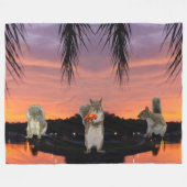 Schattigee eekhoorns bij zonsondergang fleece deken (Voorkant (Horizontaal))