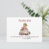 Schattigee eend Baby shower dank je kaart (Staand voorkant)