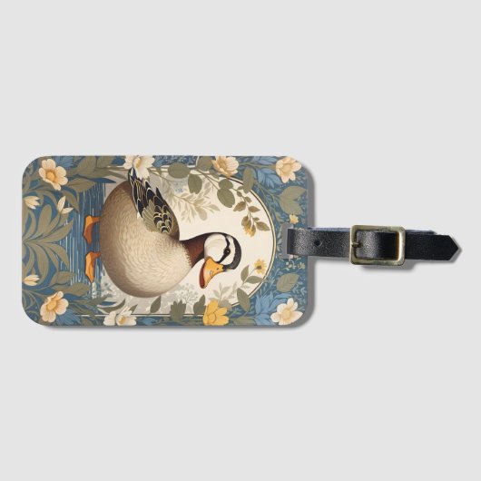 Schattigee eend  bloemige Natuur geïnspireerd Bagagelabel (Voorkant (horizontaal))