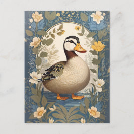 Schattigee eend  bloemige Natuur geïnspireerd Briefkaart