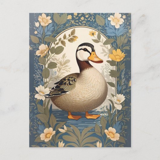 Schattigee eend  bloemige Natuur geïnspireerd Briefkaart (Voorkant)