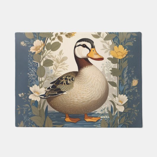 Schattigee eend  bloemige Natuur geïnspireerd Deurmat (Voorkant)