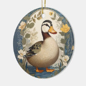 Schattigee eend  bloemige Natuur geïnspireerd Keramisch Ornament (Links)