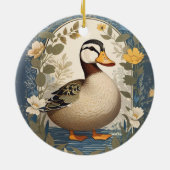 Schattigee eend  bloemige Natuur geïnspireerd Keramisch Ornament (Achterkant)