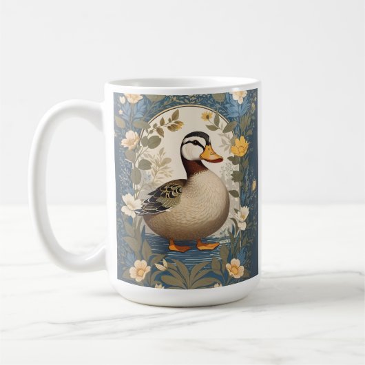 Schattigee eend  bloemige Natuur geïnspireerd Koffiemok (Links)