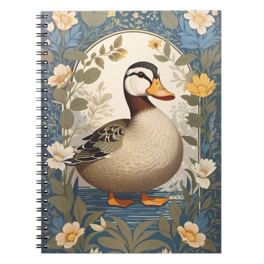 Schattigee eend  bloemige Natuur geïnspireerd Notitieboek (Voorkant)