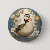Schattigee eend bloemige Natuur geïnspireerd Ronde Button 5,7 Cm (Voorkant)