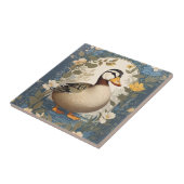 Schattigee eend  bloemige Natuur geïnspireerd Tegeltje (Zijkant)