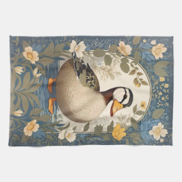 Schattigee eend  bloemige Natuur geïnspireerd Theedoek