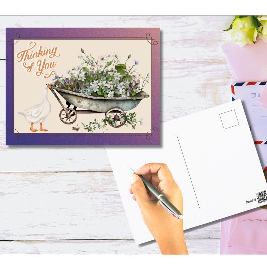 Schattigee eend die aan je denkt in bloei briefkaart