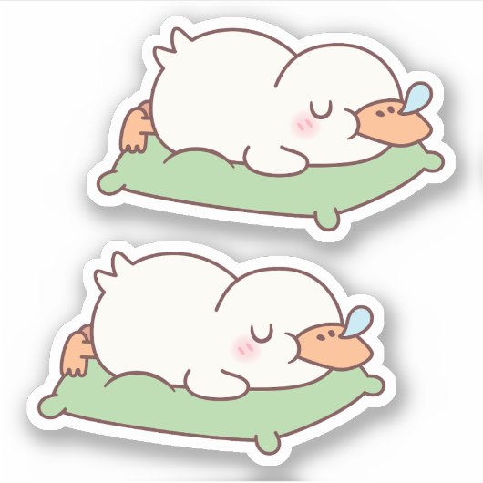 Schattigee eend die op kussen slaapt sticker (Voorkant)