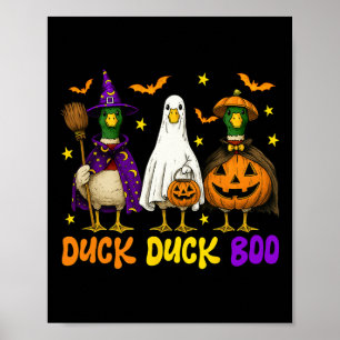 Schattigee eend eend boe grappige spookachtige gan poster