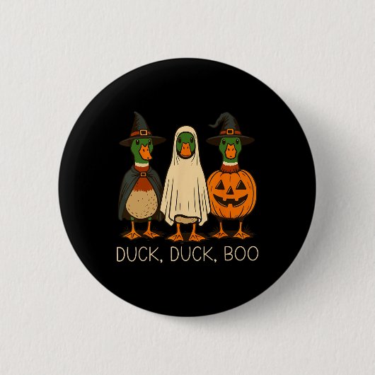 Schattigee eend eend boe grappige spookachtige gan ronde button 5,7 cm (Voorkant)