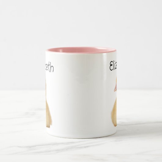 Schattigee eend gepersonaliseerde naam tweekleurige koffiemok (Center)
