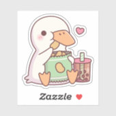 Schattigee eend houdt van aardappelchips en Boba-t Sticker (Vel)