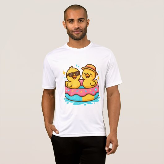 Schattigee eend in Floatie – Grappig Zomer Vibes T T-shirt (Voorkant volledig)