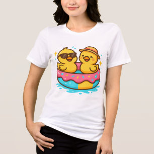 Schattigee eend in Floatie – Grappig Zomer Vibes T Tri-Blend Shirt