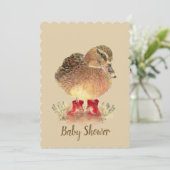 Schattigee eend in rode laarzen Baby shower Kaart (Staand voorkant)