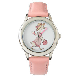 Schattigee eend in roze jurk Kinderen Horloge