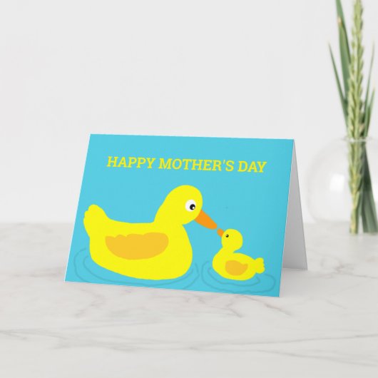Schattigee Eend Mama Ducking Cartoon Moederdag Kaa Kaart (Voorkant)
