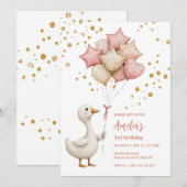 Schattigee eend met ballonnen Kind's verjaardagsui Kaart (Voorkant / Achterkant)